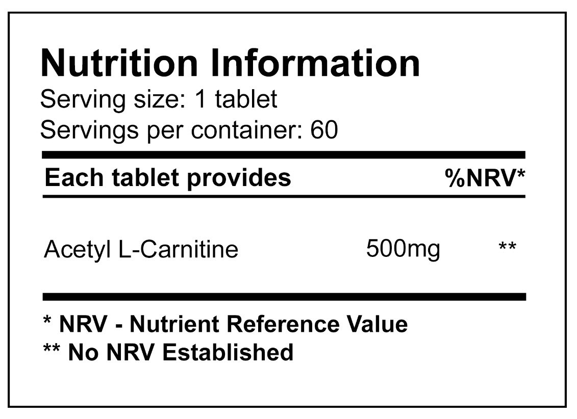 Pure Acetyl L-Carnitine - High Potency Acetyl L-Carnitine HCL (ALCAR) Supplement Pills To Support Energy, Brain Function & Fatty Acid Metabolism.